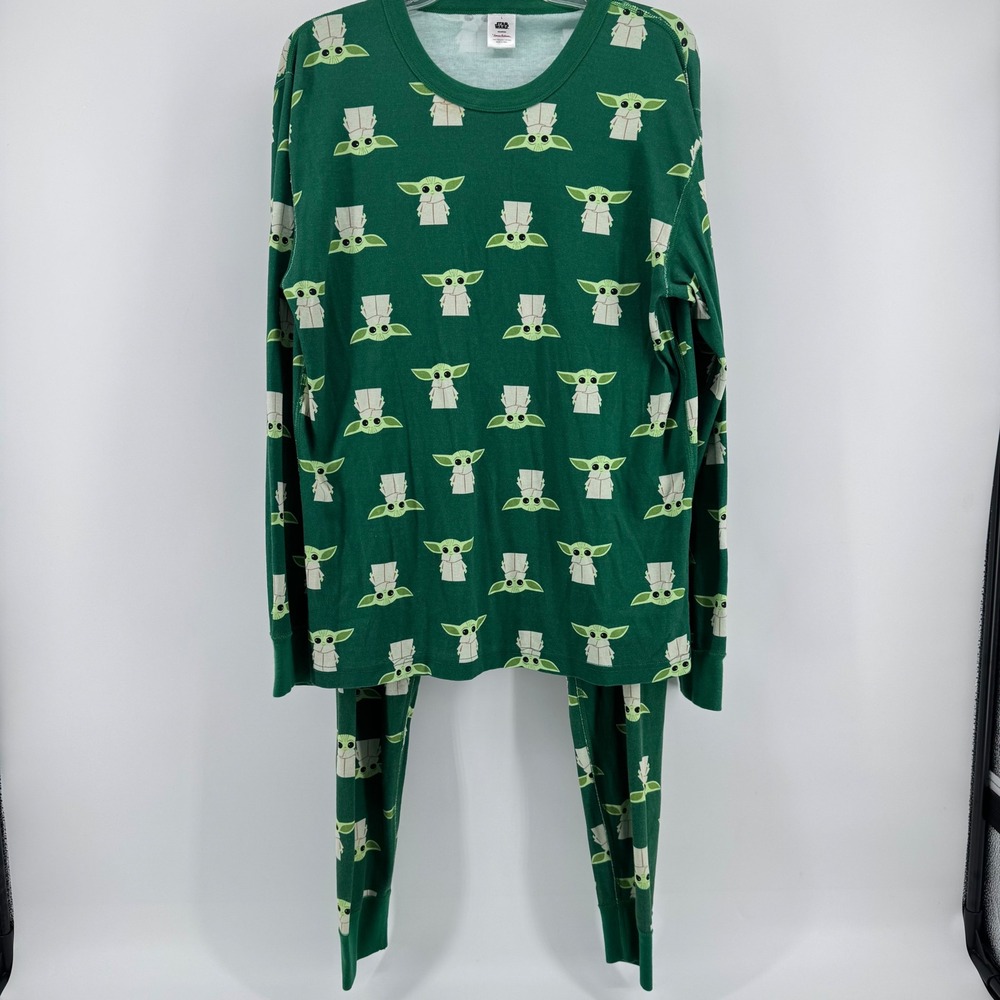 Hanna Andersson Pajama Set Womens Large Green Star Wars Grogu Baby Yoda Cotton